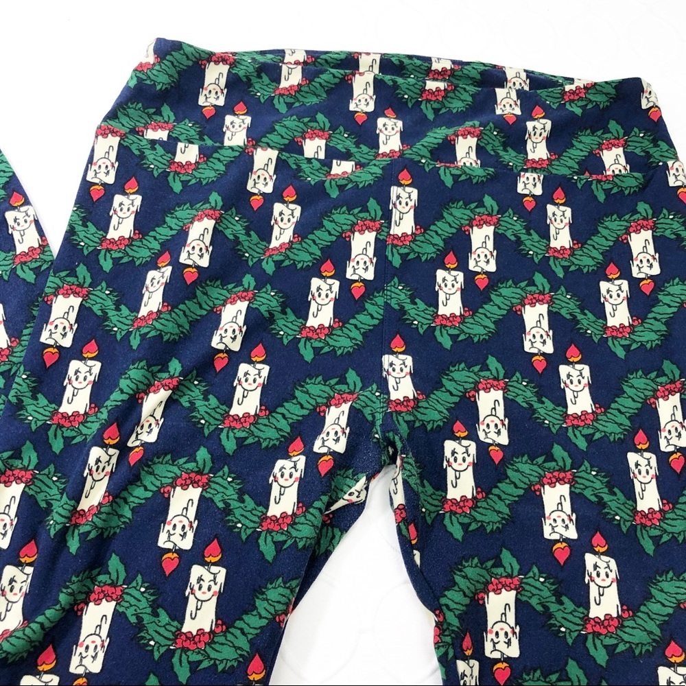 Lularoe Wreath Holiday Leggings Tall Curvy